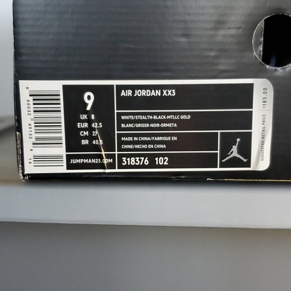 Air Jordan XX3 \'White Stealth\' Size 9, 318376-102 main image 6